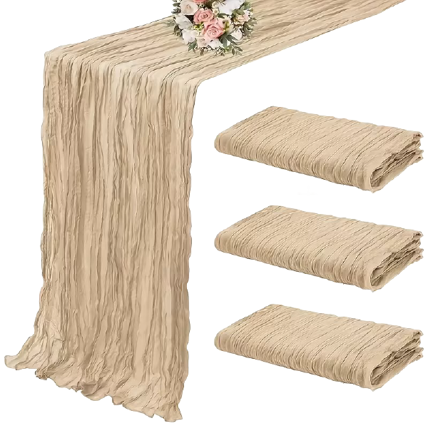 Champagne cheesecloth table runner