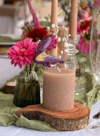 Thick wooden pillar candle plates